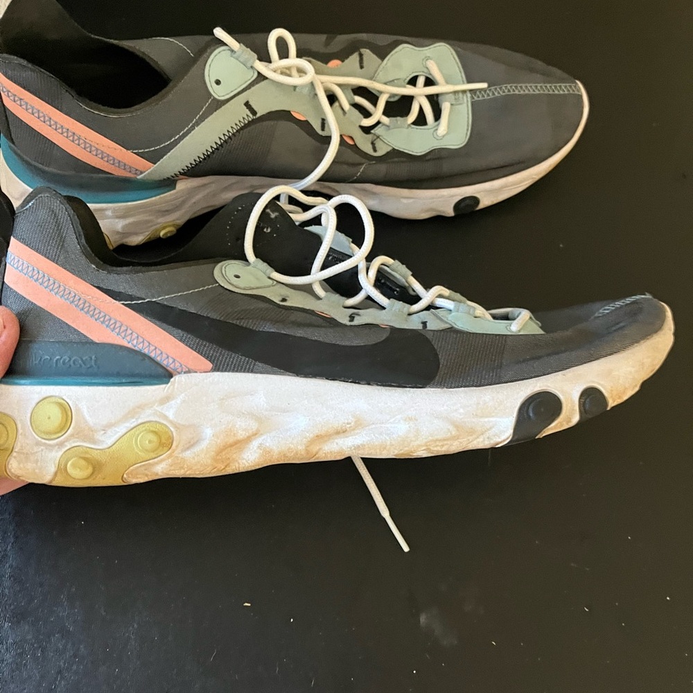 Nike Sneakers in Gray with Pink and Green Accents